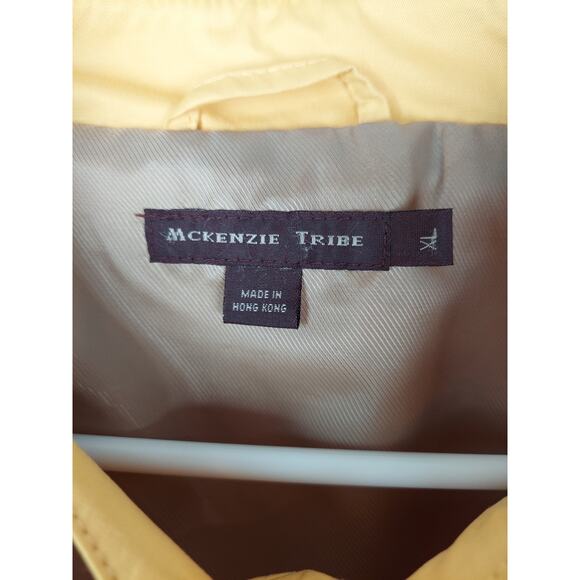 Mckenzie Tribe Men's Yellow Trench Coat With Brown Leather Collar Trim Sz XL - Picture 5 of 13